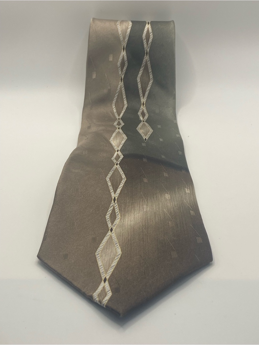 Pierre Cardin Brown Tie with Geometric Silver Accents